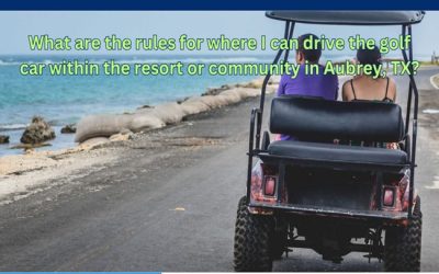 What are the rules for where I can drive the golf car within the resort or community in Aubrey, TX?